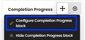 Moodle - Completion Progress Block - Actions Menu - Configure Completion Progress Block